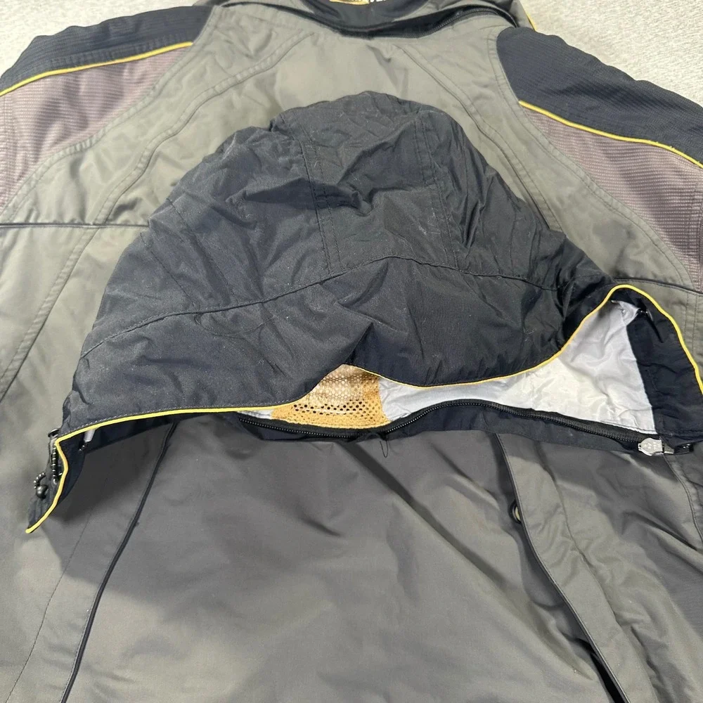 Obermeyer Mach 1 Speed Ski Jacket Mens XL Grey Black Yellow Waterproof Hooded